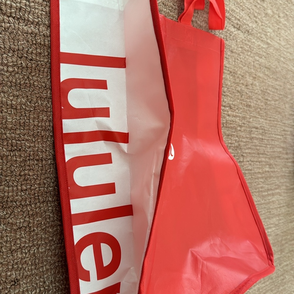 Lululemon reusable large shopping bag - red and white with snap. - Picture 3 of 3
